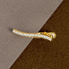 Wave 18K Gold Crystal Cz Formal Shirt Tie Pin Clip For Men