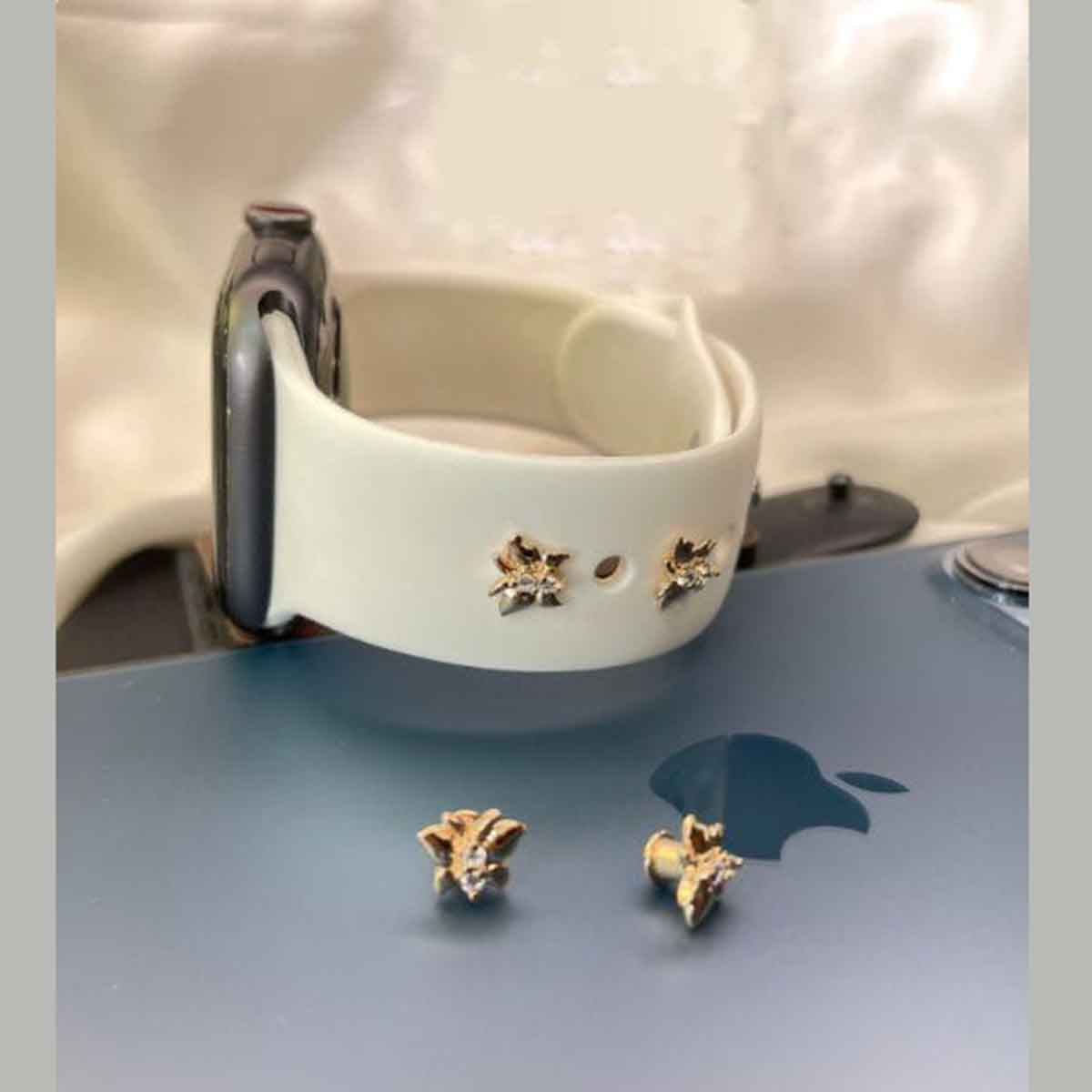 Butterfly Cubic Zirconia 18K Rose-Gold Anti Tarnish 1 Piece Watch Charm Band For Women