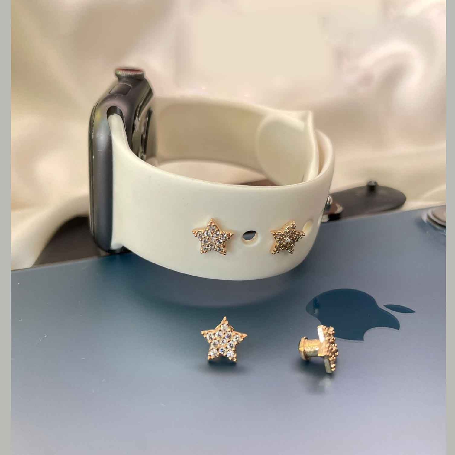 Star Cubic Zirconia 18K Rose Gold Anti Tarnish 1 Piece Watch Charm Band For Women