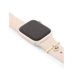 Evil Eye Shape Pendant Decorative Ring Loops Gold Cubic Zirconia Copper Watch Charm Band For Women