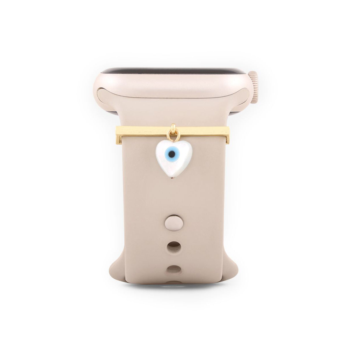 Evil Eye Heart Copper Mother Of Pearl Gold Watch Charm Band For Women