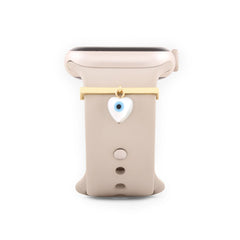 Evil Eye Heart Copper Mother Of Pearl Gold Watch Charm Band For Women