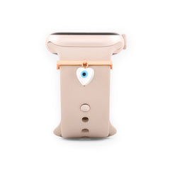 Evil Eye Hamsa Hand Shape Pendant Decorative Ring Loops Copper Mother Of Pearl Gold Watch Charm Band For Women