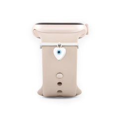 Evil Eye Hamsa Hand Shape Pendant Decorative Ring Loops Copper Mother Of Pearl Gold Watch Charm Band For Women