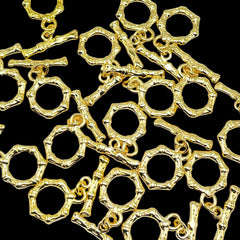 Beaten Gold Toggle T O Clasp 18K Gold Anti Tarnish DIY Accessory Lock for Chain Bracelet