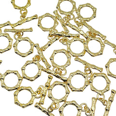 Beaten Gold Toggle T O Clasp 18K Gold Anti Tarnish DIY Accessory Lock for Chain Bracelet