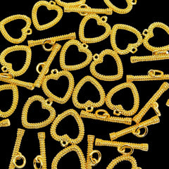 Heart Love Matte Toggle T O Clasp 18K Gold Anti Tarnish DIY Accessory Lock for Chain Bracelet