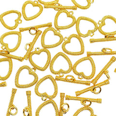 Heart Love Matte Toggle T O Clasp 18K Gold Anti Tarnish DIY Accessory Lock for Chain Bracelet