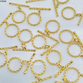 Braided Gold Toggle T O Clasp 18K Gold Anti Tarnish DIY Accessory Lock for Chain Bracelet
