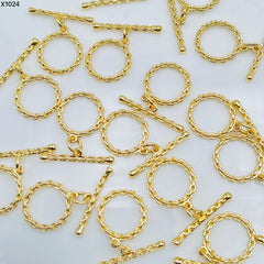Braided Gold Toggle T O Clasp 18K Gold Anti Tarnish DIY Accessory Lock for Chain Bracelet