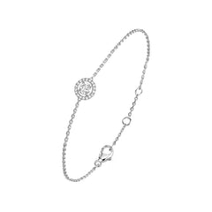 Brass 18k Rose Gold Round Crystal Halo Chain Bracelet For Women