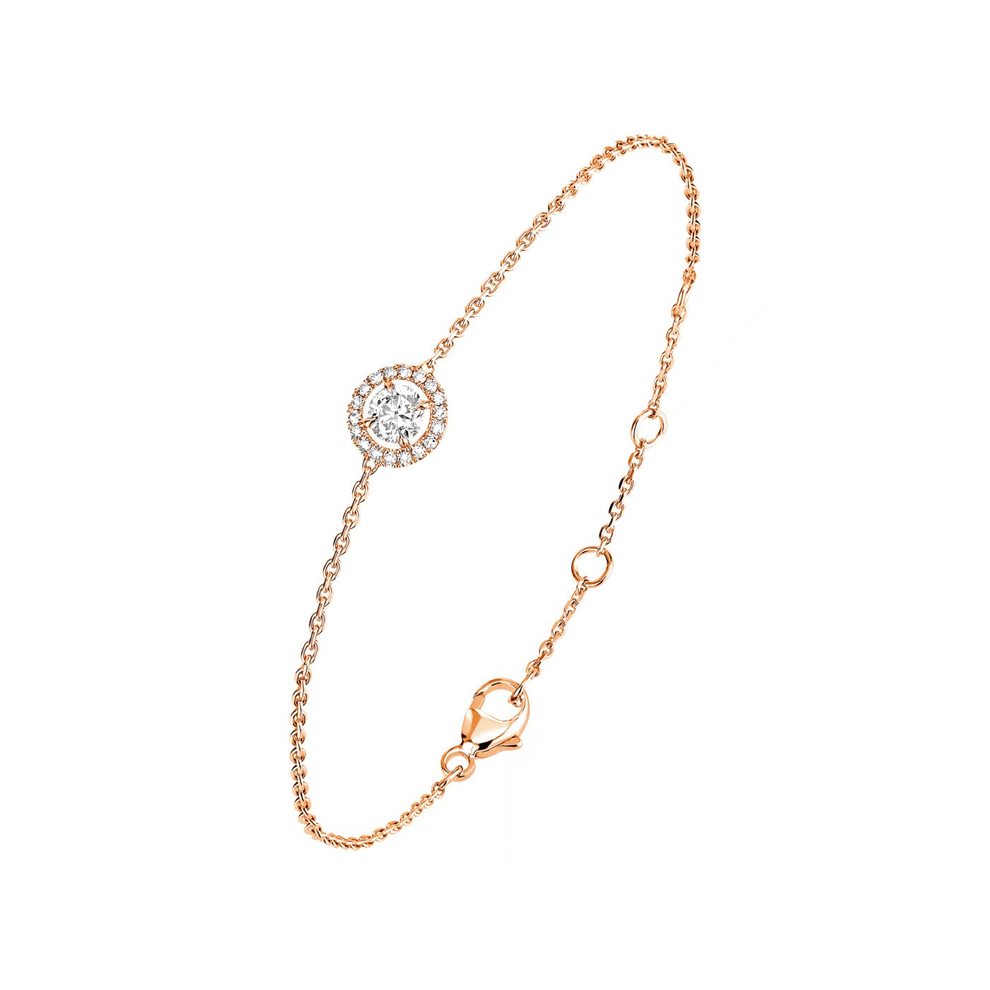 Round Crystal Halo Chain Bracelet