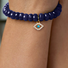 Brass 18k Evil Eye Charm Embellishment Bracelet For Women