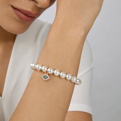Brass 18k Evil Eye Charm Embellishment Bracelet For Women