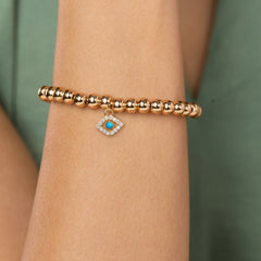 Brass 18k Evil Eye Charm Embellishment Bracelet For Women