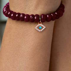 Brass 18k Evil Eye Charm Embellishment Bracelet For Women