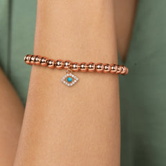 Brass 18k Evil Eye Charm Embellishment Bracelet For Women