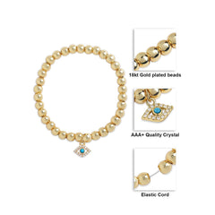 Brass 18k Evil Eye Charm Embellishment Bracelet For Women