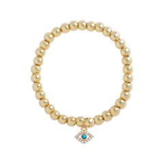 Brass 18k Evil Eye Charm Embellishment Bracelet For Women