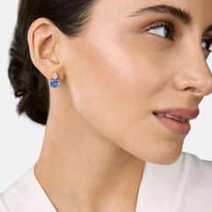 Brass 18k Gold Titanic Blue Crystal Studs Earring Pair For Women