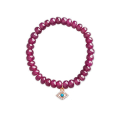 Brass 18k Evil Eye Charm Embellishment Bracelet For Women