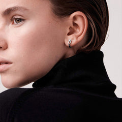 Brass 18k Rose Gold Pear Crystal Solitaire Huggie Earring Pair For Women