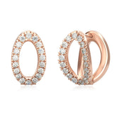 Brass 18K Rose Gold Oval Shape Clip On Stud Earring Pair Women