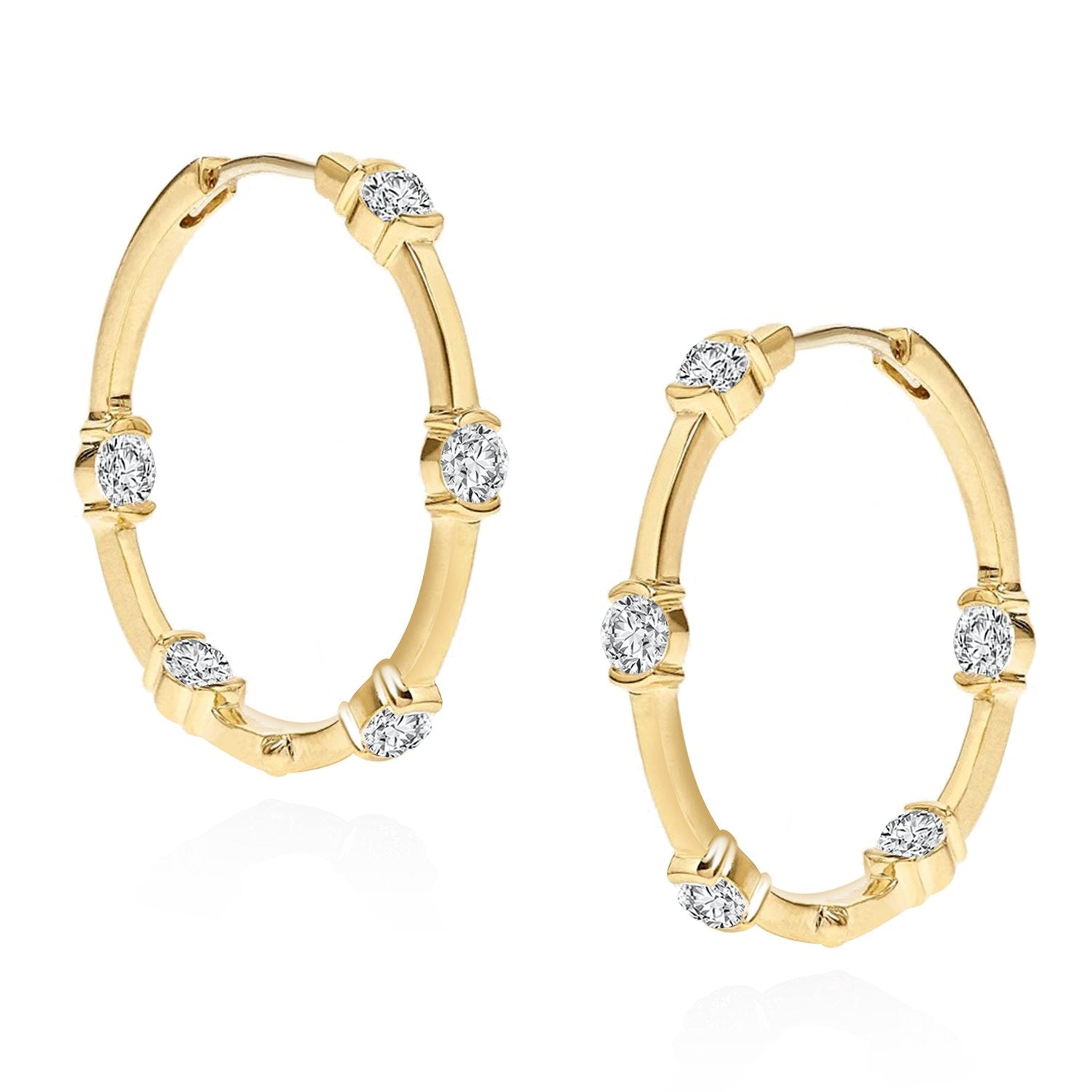 Front Back Crystal Studded Round Huggie