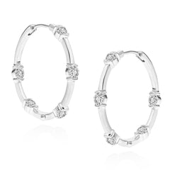 Brass 18k Rose Gold Front Back Crystal Studded Round Huggie Earring Pair For Women