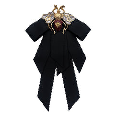 Bow Honey Bee Brown Black 18K Gold CZ Pearl Anti Tarnish Brooch