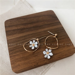Floral Enamel Gold Plated Drop Earrings for Women