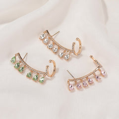 Elegant Floral Leaf Heart Gold Silver Rhinestone Pearl Ear Cuff Earrings