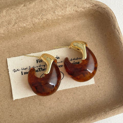 Multi Color Teardrop Gold Resin Copper Drop Earrings For Women