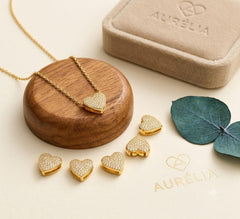 Gold Plated Heart Shaped CZ Anti Tarnish Copper Pendant For Women
