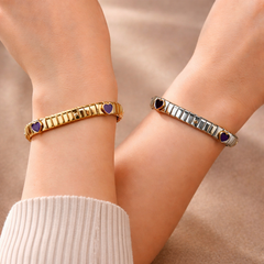 Purple Heart Gold Silver Plated Anti Tarnish Stainless Steel Bracelet