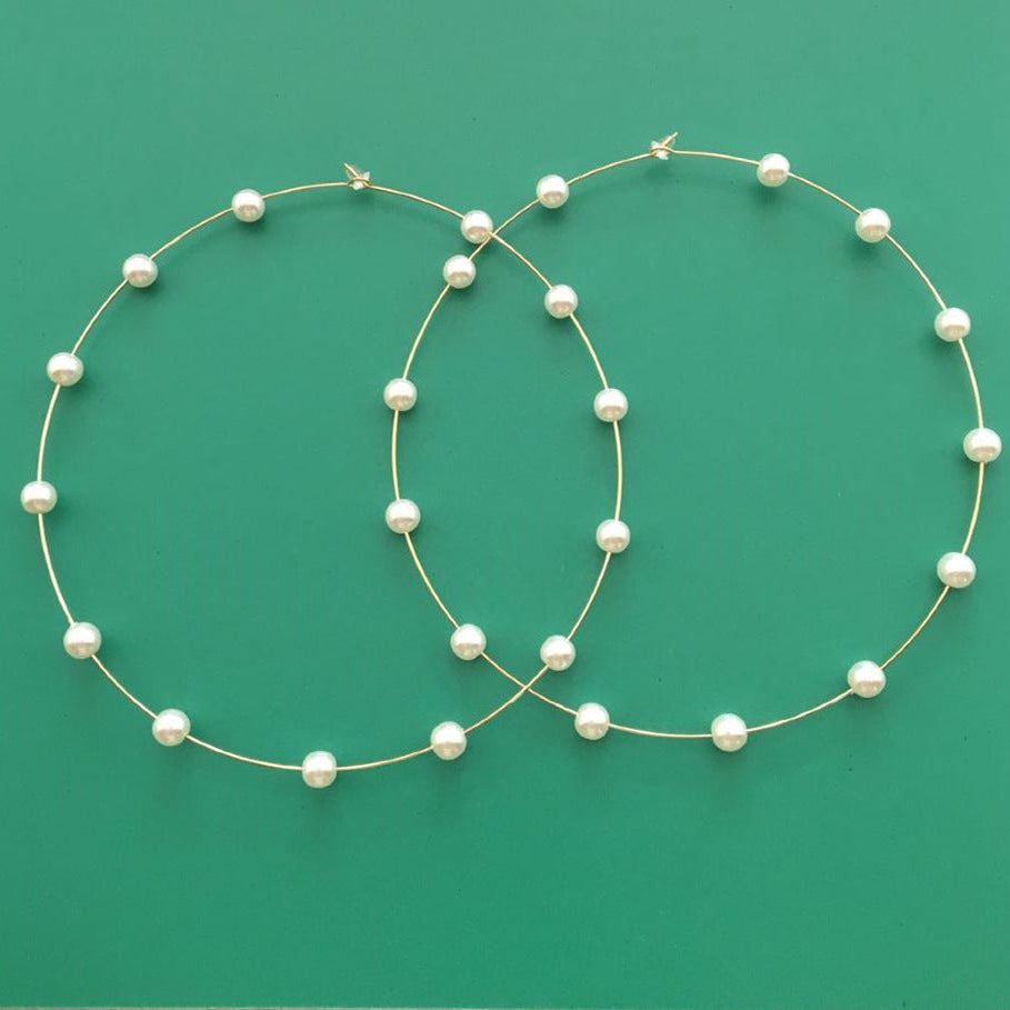 Pearl Gold Plated Anti-Tarnish Copper Hoop Earrings