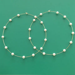 Pearl Gold Plated Anti-Tarnish Copper Hoop Earrings
