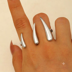 Modern Sculptural Spike Silver Plated Plain Cocktail Ring For Women