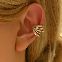 Multi Layer Gold Silver Plated White CZ Copper Single Ear Cuff Earrings