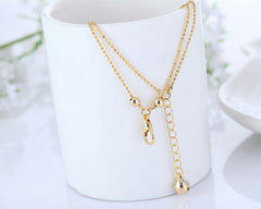 Elegant Gold Plated Triple Heart Charm Beaded Chain Anklets For Women