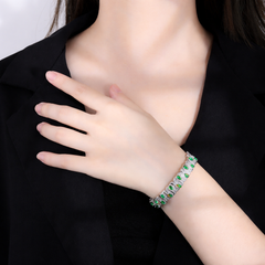 Green Red Designer Style Silver CZ Anti Tarnish Brass Cuff & Kada