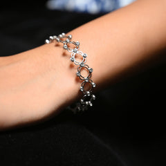 18K Gold Silver CZ Adjustable Free Size Bracelet Cum Ring