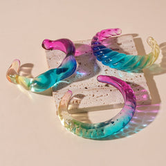 Wave Acrylic Rainbow Transparent Cuff Bracelet For Women