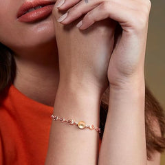 Elegant Link Chain Rose Silver Gold Beads Anti Tarnish Brass Bracelet
