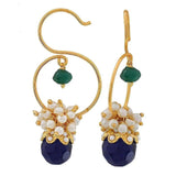 18K Gold Plated Blue Green Pearl Dangling Earrings For Women