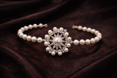 Star Silver Plated Cubic Zirconia Pearl Alloy Bracelet For Women