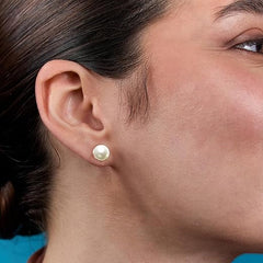 Round White Rose Silver Gold Pearl Anti Tarnish Brass Stud Earrings
