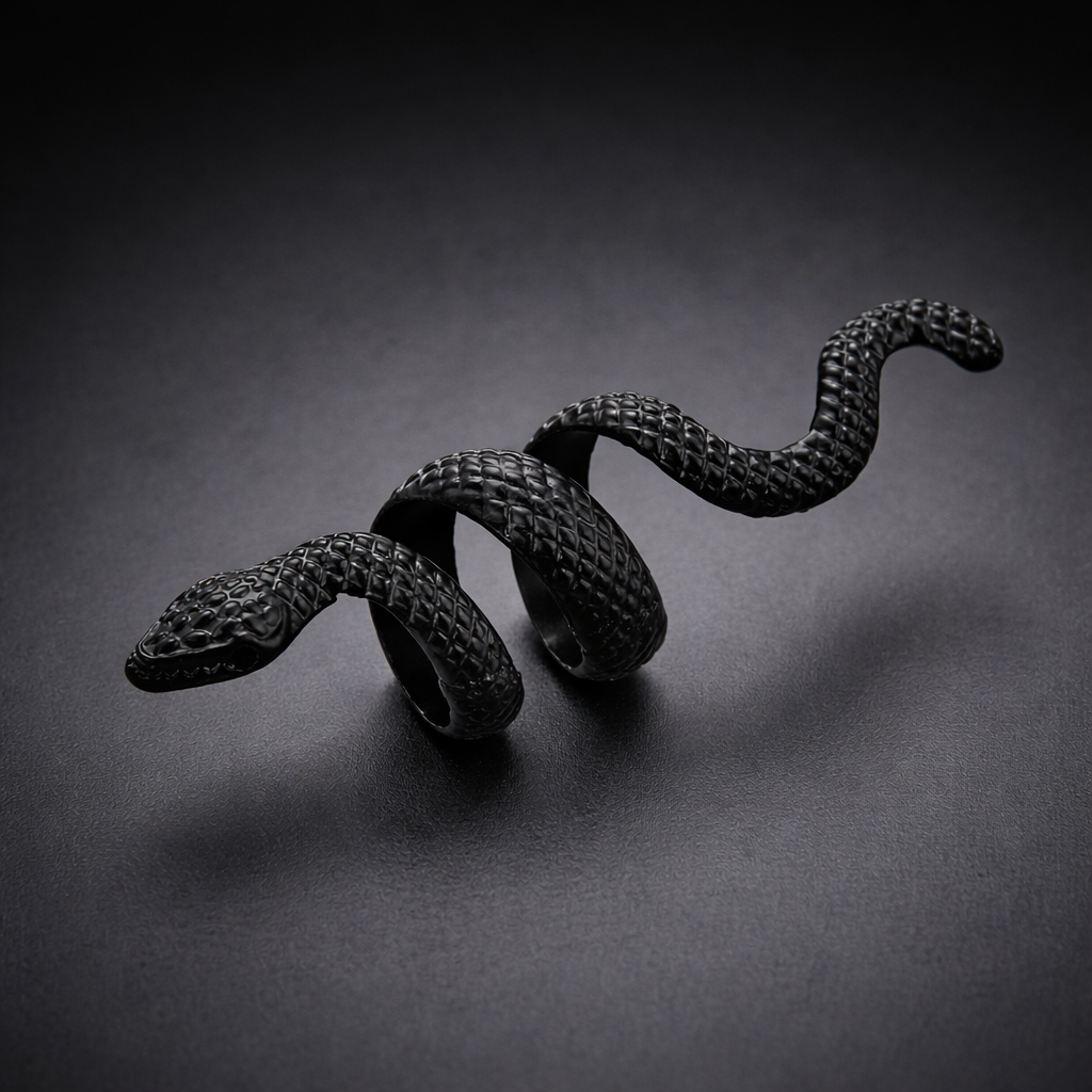 Designer Coiled Wrap Style Black Plain Alloy Adjustable Fancy Ring