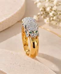 Luxury Panther Gold Silver Plated CZ Copper Anti Tarnish Fancy Ring