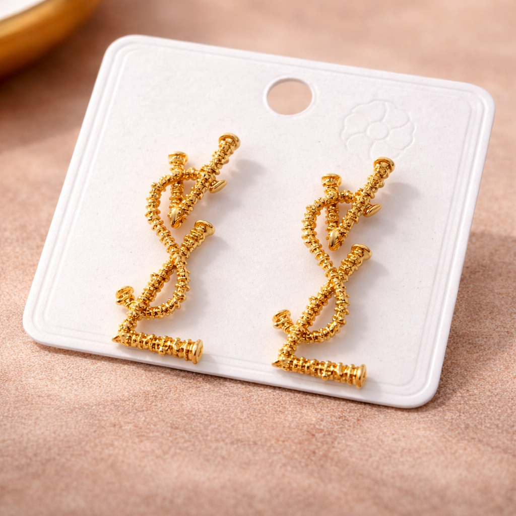 Modern Logo Design Gold Plain Stainless Steel Stud Earrings